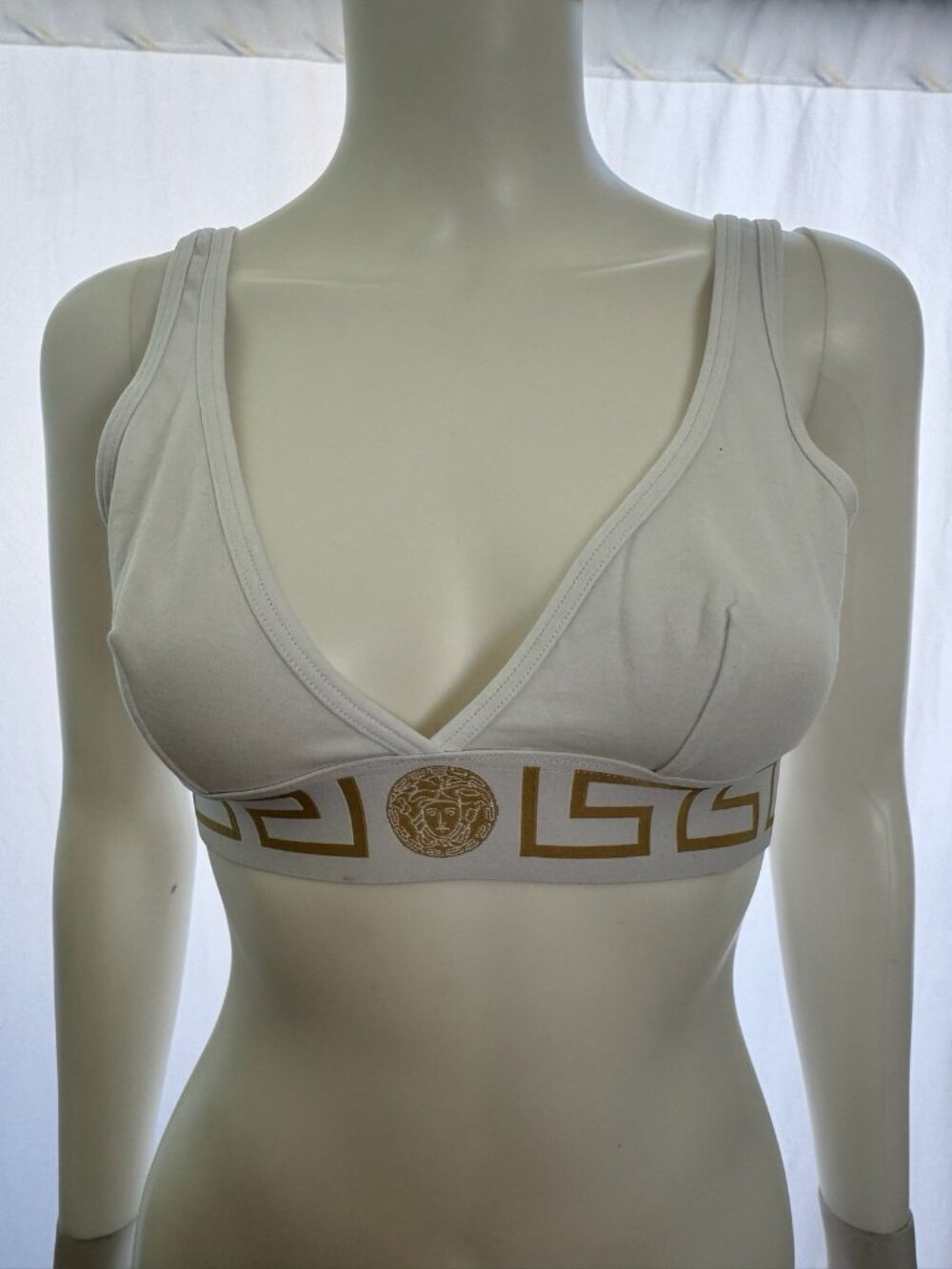 Versace Women's "Jersey Topeka Bi-Stretch" La Greeca Bra White 2